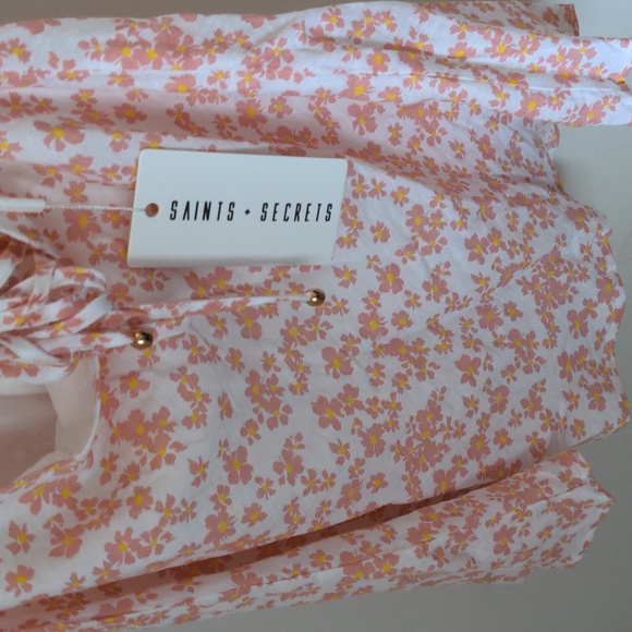 Saints + Secrets Women's Size US M Pink Floral Print Halter Dress New with Tags - Picture 4 of 14